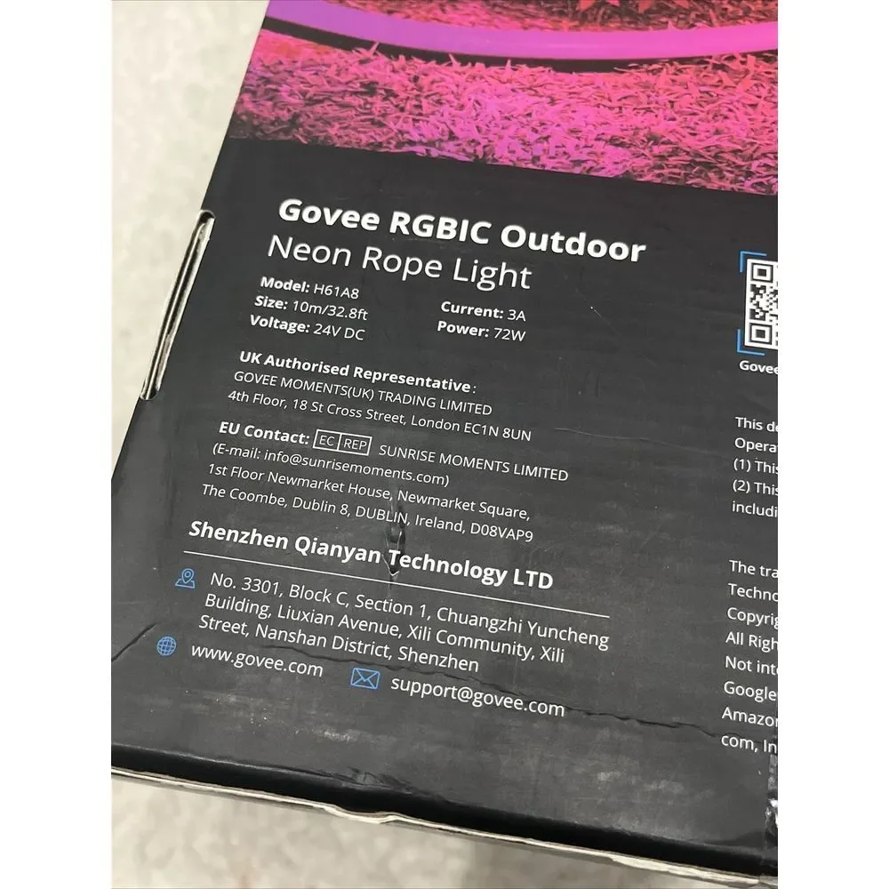 Govee‎ Outdoor Neon Rope Lights 32.8Ft RGBIC IP67 Waterproof Neon 64+ Scenes